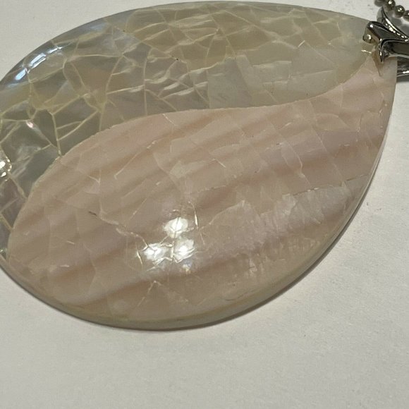 16”  18KGP choker necklace mother of pearl Abalone Yin and yang pendant Pink - Picture 4 of 8